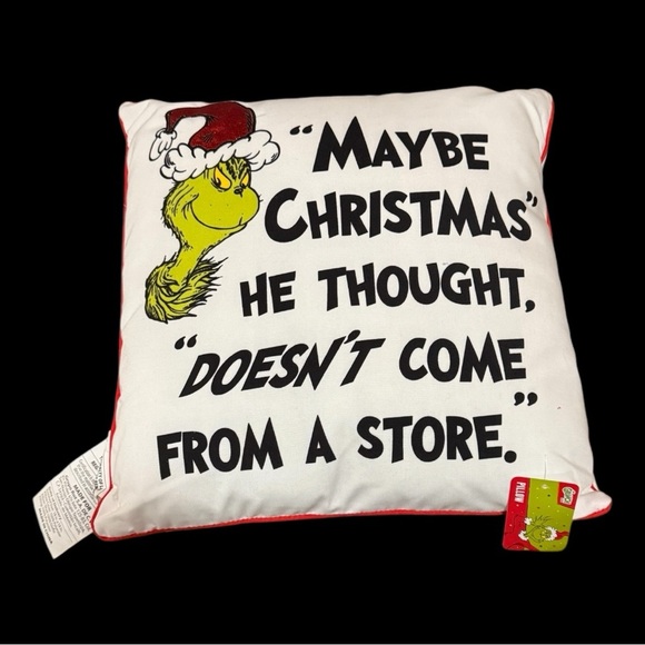 Grinch Christmas Quote Pillow - NWT - Picture 1 of 3